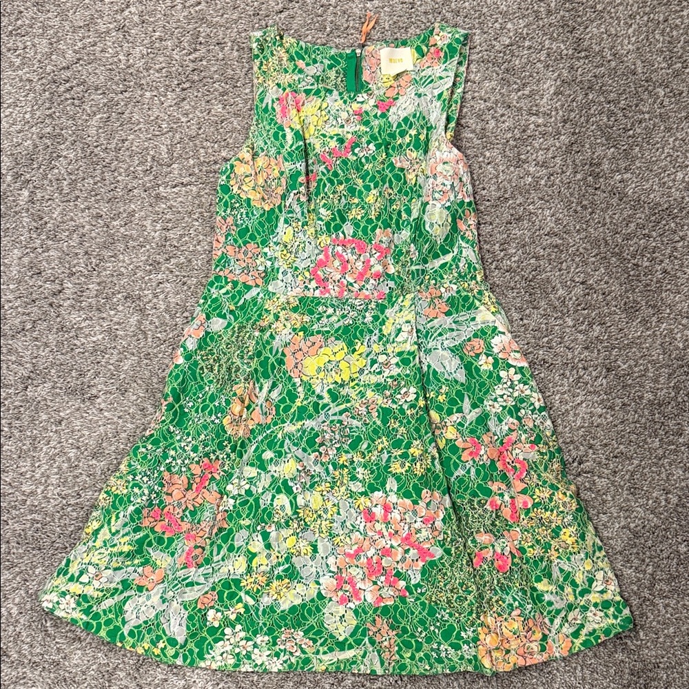 Mauve Vibrant Green Floral Dress